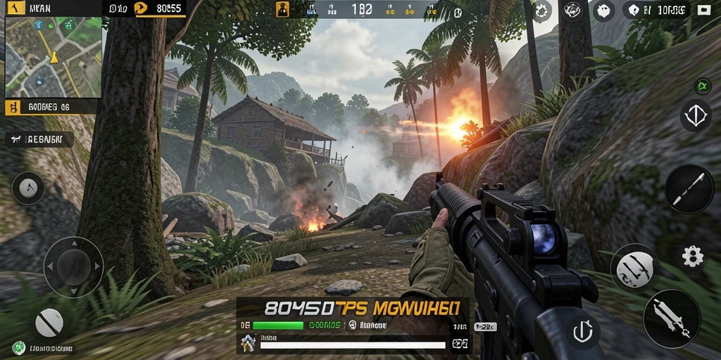 Tampilan gameplay 8055 yang seru dan menegangkan saat bertempur.