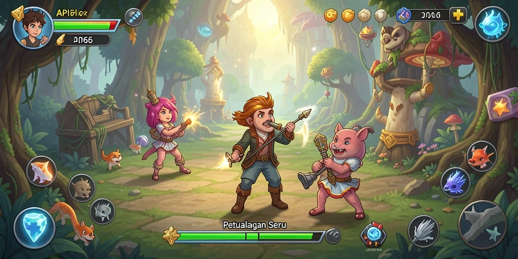 Tampilan gameplay seru dalam dunia petualangan API66.