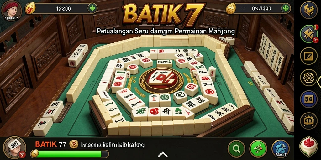 Screenshot utama BATIK77 menampilkan gameplay Mahjong yang menarik dan penuh warna.