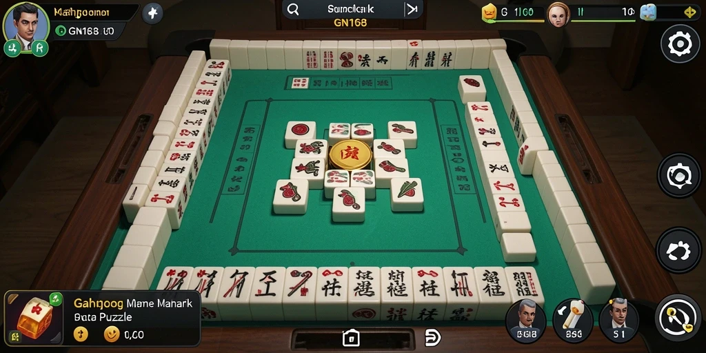 Screenshot gameplay GN168 menampilkan suasana menantang permainan Mahjong.