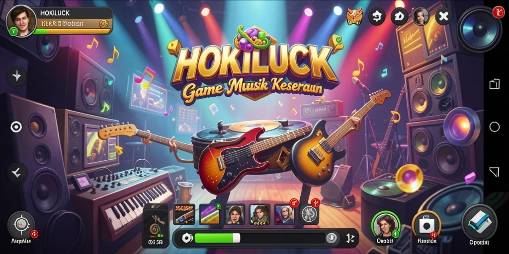 Screenshot gameplay HOKILUCK menampilkan interaksi musik yang dinamis.