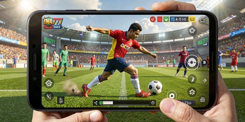 Tampilan screenshot utama INA777 menunjukkan aksi seru di lapangan olahraga.