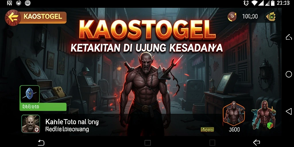 Tangkapan layar dari gameplay KAOSTOGEL menampilkan suasana yang mencekam.