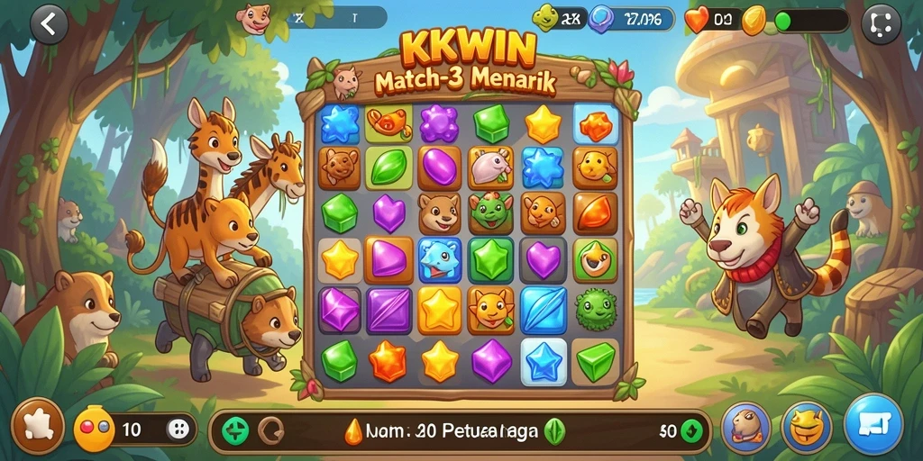 Tampilan gameplay KKWIN yang penuh warna dan seru.