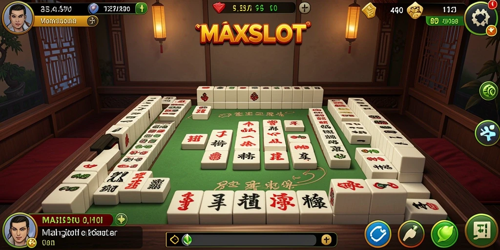 Tampilan gameplay MAXSLOT dengan suasana Mahjong yang menawan.