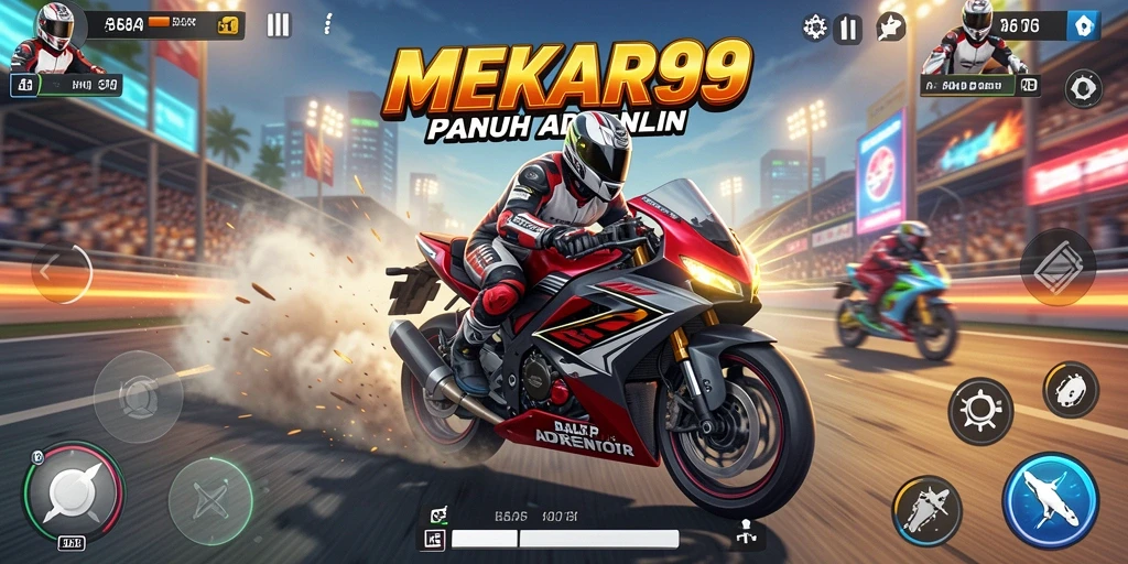 Tampilan gameplay seru dari balap motor di MEKAR99.