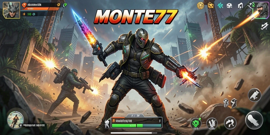 Screenshot gameplay MONTE77 menampilkan aksi seru dalam pertempuran.