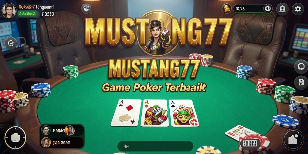 Tampilan gameplay MUSTANG77 dengan suasana Poker yang mendebarkan.