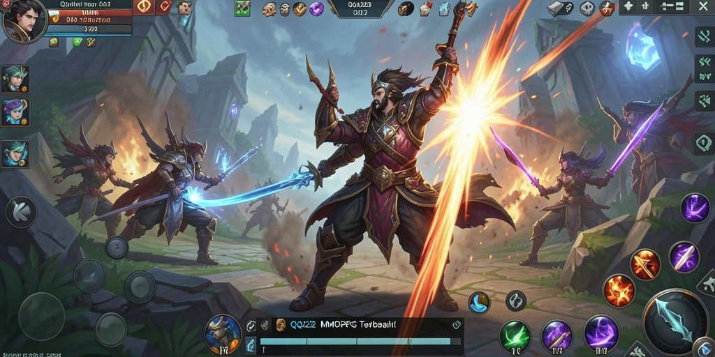 Screenshot dari gameplay QQ222 yang menampilkan pertarungan epik dan grafik menakjubkan.