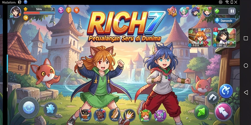 Tampilan seru dari gameplay RICH7 yang penuh aksi.