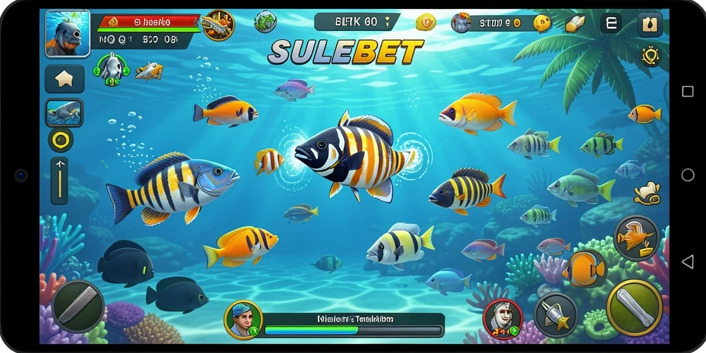 Screenshot dari gameplay seru SULEBET dengan aksi tembak ikan.