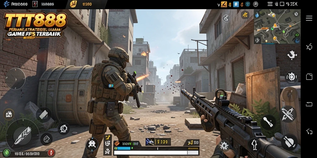 Screenshot gameplay TTT888 yang menunjukkan aksi tembak-menembak yang mendebarkan.