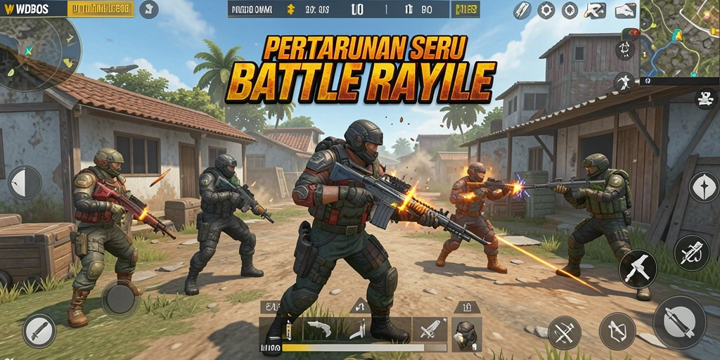 Screenshot dari gameplay menegangkan WDBOS Battle Royale.